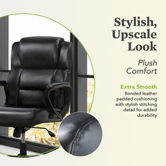HON Sadie Executive Chair, Leather, Ergonomic, Adjustable Arms, Black