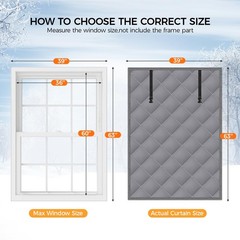 63″ x 39″ Thermal Window Cover，Oxford Fabric Window Cover for Winter, Window …