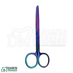 6 Pcs Littauer Suture Stitch Scissor Straight 4.5″ Rainbow Titanium Coating
