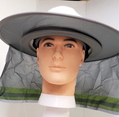 GRAY Hard Hat Sun Shade Visor Full Brim Mesh Neck HI VIS REFLECTIVE STRIPE