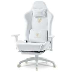 Dowinx Suede Gaming Chair with Silent Wheels, Lumbar Massage and Footrest
