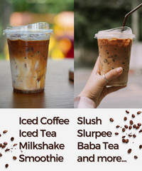 25 Sets Disposable Cup Plastic Iced Coffee 16oz Cups to Go with Sip Through Lids