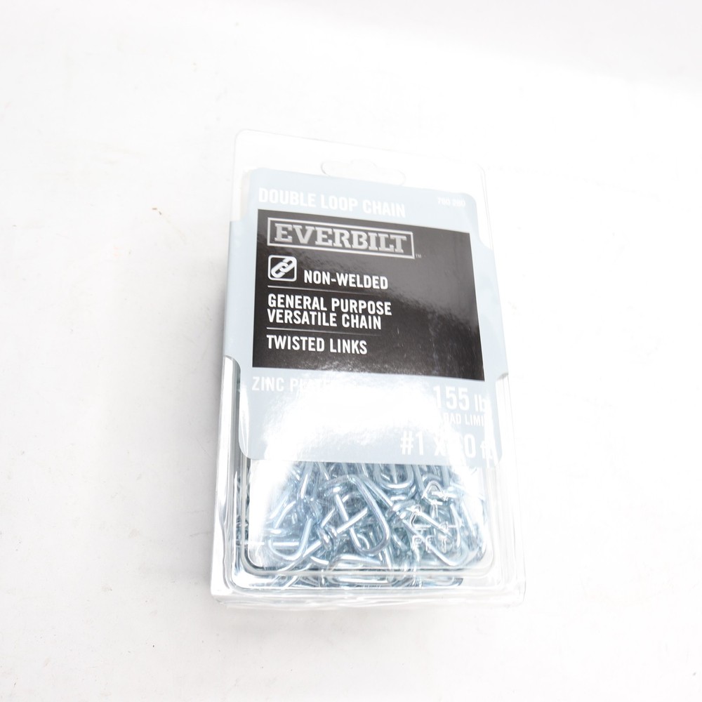 Everbilt Non-Welded Double Loop Chain Zinc Plated Steel #1 10-ft 803062