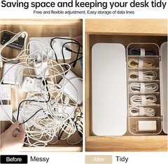 Cable Organizer Storage Box with 7 Wire Ties,Desktop Management Box…