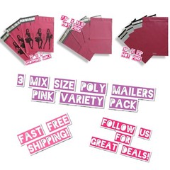 30 Mix Size (6×9, 7.5×10.5 & 10×13) Pink Poly Mailers Variety Pack (10 ea)