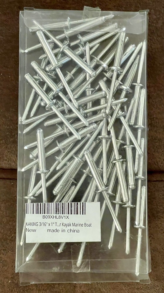 Dome Head Pop Rivets – 3/16″ x 1 in – Aluminum Body – for Kayak Boats – Qty 50