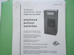 BOLTSWITCH ENPT324, Fusible Pullout Switch, 3 phase 4 wire, 200 amp, 3R outdoor