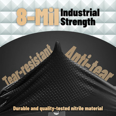 300 PCS Black Heavy Duty 8Mil Nitrile Gloves, Diamond Grip, Latex & Powder Free