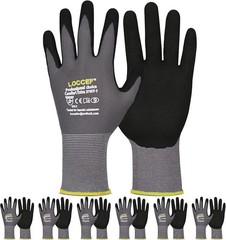 LOCCEF Work Gloves Microfoam Nitrile Coated-6 Pairs,Seamless Knit Nylon Gloves