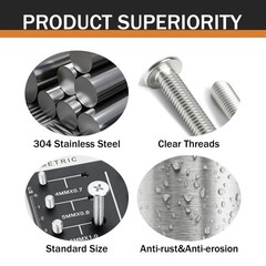 M4-0.7 x 12mm 50Pcs Flat Round Head Machine Screws, 304 Stainless Steel Phill…