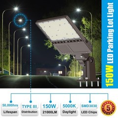 150W LED Parking Lot Light Outdoor Commercial Outside Security Flood Lighting