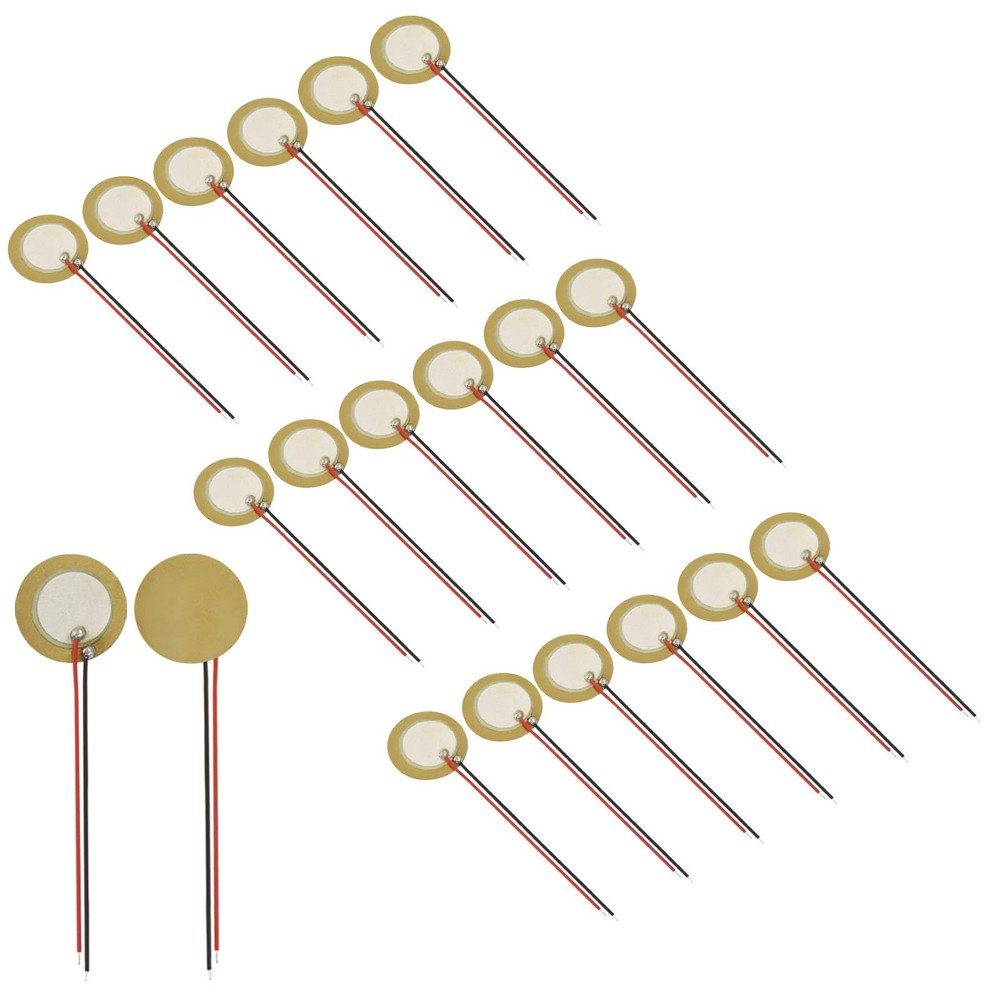20 Pack 20mm Piezo Discs with Leads, Acoustic Transducer Microphone Piezo Pic…