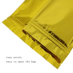 Different Sizes Flat Double-Sided Shiny Gold Silver Foil Mylar Zip lock Bag M