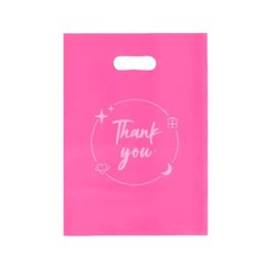 100PCS Pink Thank You Gift Bag Reusable Plastic Bag for Boutique,Retail shopping