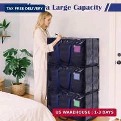 6 Pack Moving Bags with Full-Open Side Zipper, Extra Large 93L Heavy Duty Waterp