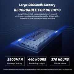 500Hr Digital Voice Recorder Mini Hidden Audio Recording Device MP3 Dictaphone