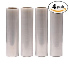 18″ x 1000FT 100 Gauge Pallet Wrap Stretch Film Shrink Hand Wrap 1000′ | 4 Rolls