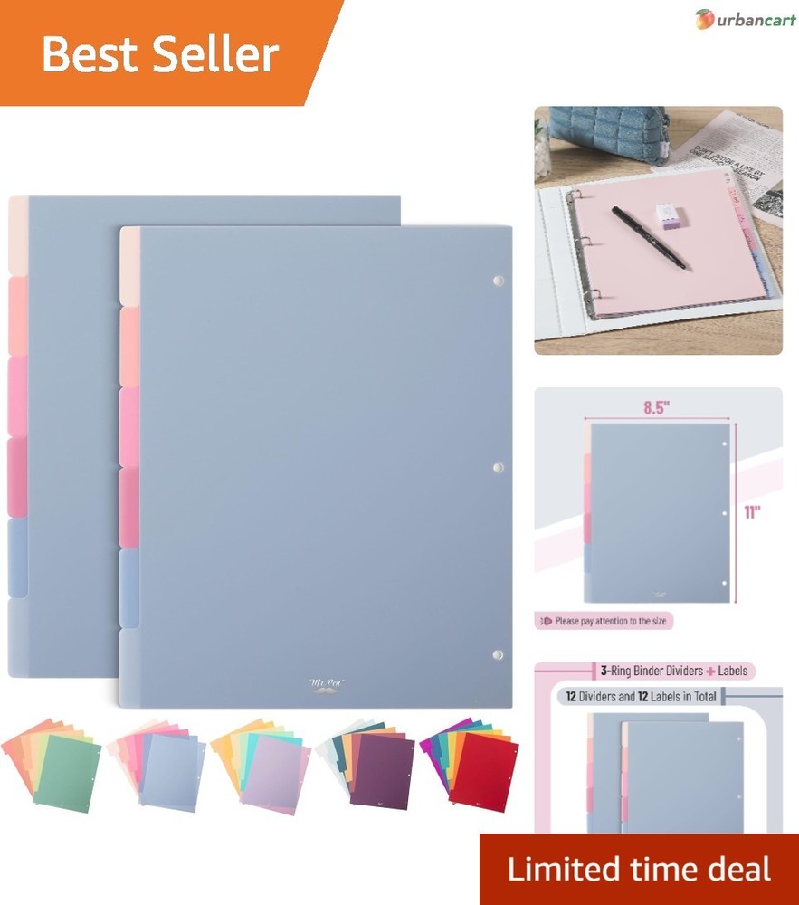 12-Pack Misty Plastic Binder Dividers with Tabs