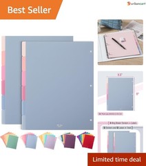12-Pack Misty Plastic Binder Dividers with Tabs