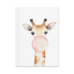 Giraffe Bubblegum Bubble, Matte Hardcover Journal