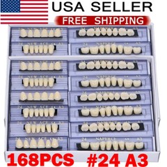 168pc Dental Acrylic Resin Denture 24# A3 Shade False Teeth Full Set Upper Lower