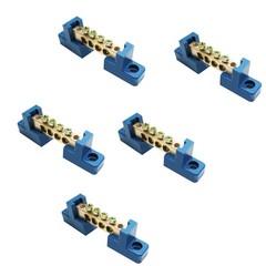 5 PCS Brass Wire Screw Terminal 4 Positions Terminal Bus Bar Blue Grounding