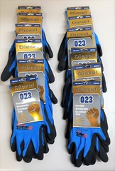 12 Pair Diesel BLUE Safety Gloves Latex Coated Grip