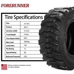 FORERUNNER 12-16.5 Skid Steer Tires (Pack of 2, Tubeless)