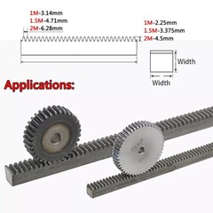 Module 1/1.5 45 Steel Straight Pinion Gear Rack for Motor RC CNC 500/1000/1500mm