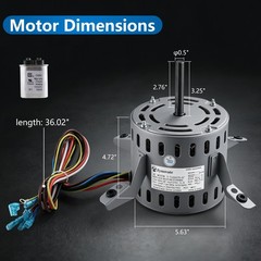 5KCP39LGV569BS Blower Fan Motor 1/2 HP 115V 60Hz 1075RPM 3-Speed 7.9A GE Bryant