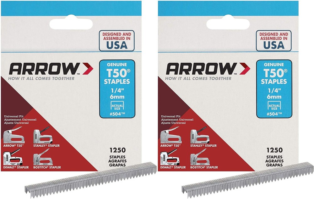 Arrow Fastener 504 Genuine T50 1/4-Inch Staples, Pack of 2 0.375 x 0.25 inches