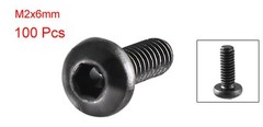 M2 x 6mm Thread 10.9 Alloy Steel Button Head Hex Socket Cap Screw Bolt 100pcs