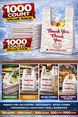 Thank You Plastic Bags 1000 Count Large 11.5×6.5×21 T-Shirt Bags Heavy Duty Bulk