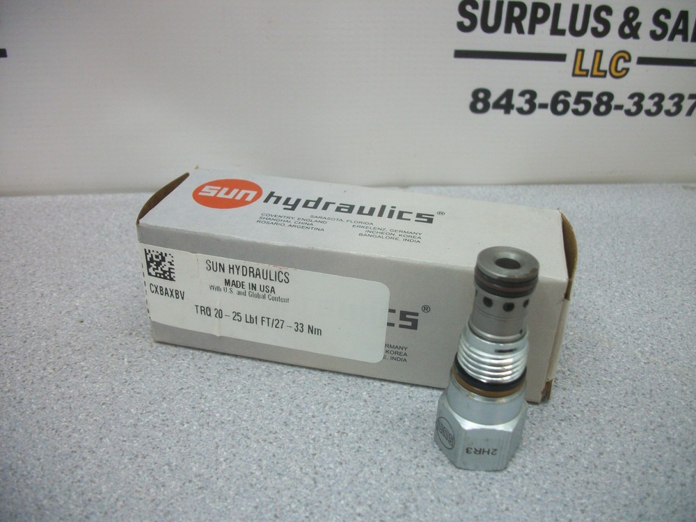 SUN HYDRAULICS CXBAXBV DIRECT ACTING RELIEF VALVE TRQ 20-25 Lbf FT/27-33 Nm NIB