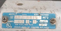 Crouse-Hinds APJ6375 Explosion Proof Male Plug 60A 600V 3W 3P (L-60)