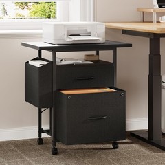 Rolling Mobile File Cabinet w/2 Drawers&Open Storage Shelf Office Printer Stand
