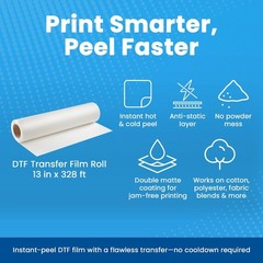 DTF Transfer Film Roll – Premium A3+ 13 inch x 328 ft – Double Matte