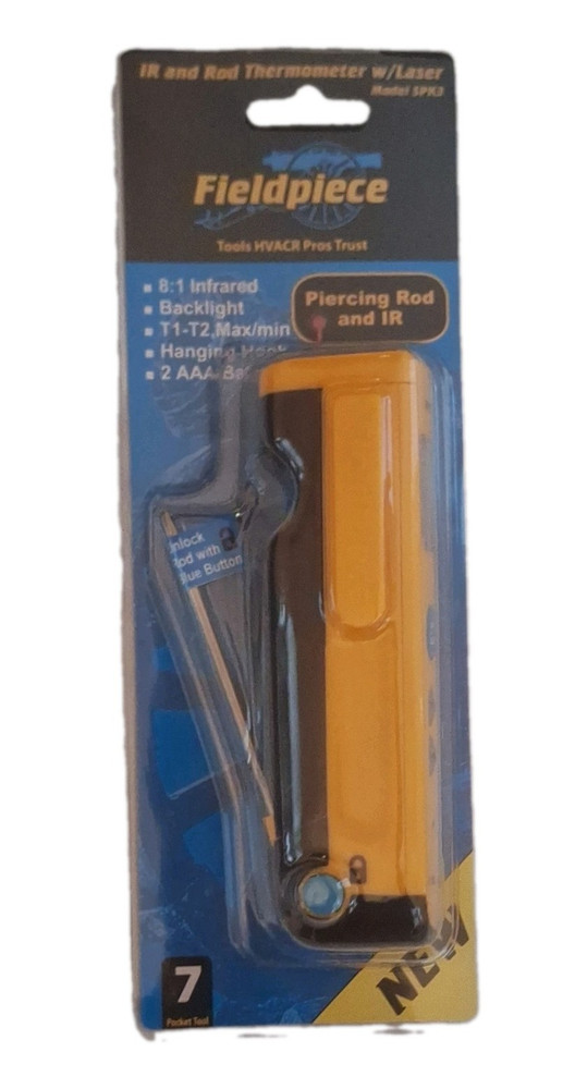Fieldpiece SPK3 Digital IR Laser & Rod Thermometer -20° to 932°F, 8:1, 0.95