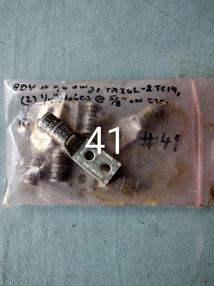2 Lots: 6 Burndy 2/0 awg lugs YA26L-2TC14, SEE fully explained in description