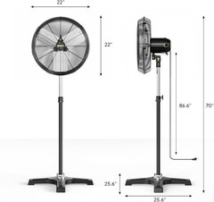 20″ Industrial Pedestal Fan 3 Speed Oscillating Floor Fan Adjustable Height