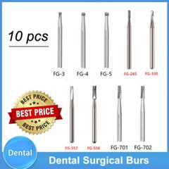 10pcs/pk Dental Carbide Burs for High Speed Handpiece Pear Bur 19mm FG Shank