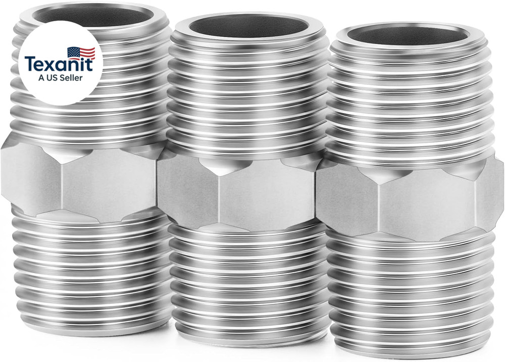 304 Stainless Steel Pipe Fitting, Hex Nipple 3/4″ NPT Male X 3/4″ NPT Male Threa
