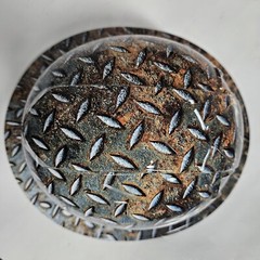 full brim hard hat custom hydro dipped IN REALISTIC DIAMOND PLATE STEEL RUSTY