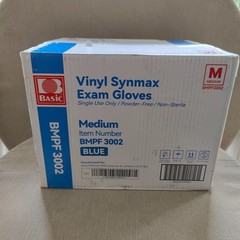 1000 Basic Medical Synmax Vinyl Exam Gloves Latex Powder Free Size M 10 Boxes