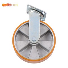 4 Pcs 8″ Aluminum Core Industrial Casters Caster Wheel With Brake 6000lbs Orange