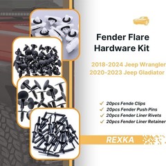 60pcs Fender Flare Hardware Kits for Wrangler JL 2018-2024 Gladiator 2020-2023 J