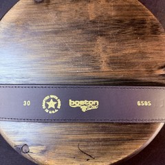 Boston Leather Belt Size 30″ High Gloss Black Garrison Gold Buckle Made in USA