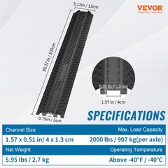 VEVOR 2 PCs 39 in Speed Bumps 2000 lbs Cable Protector Ramp Drop Over Cord Cover