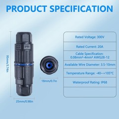 3PCS IP68 Waterproof Electrical Cable Connector, Outdoor 3 Way Junction Box, …