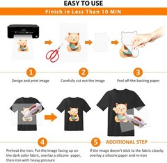100 Sheets Bulk Inkjet Printable Heat Transfer Paper DARK Cotton Iron-on 8.5×11